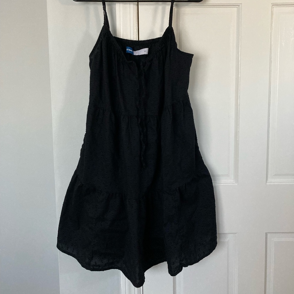 Old Navy black cami eyeleted print dress size large